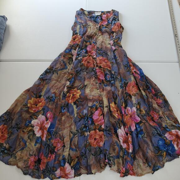 Fairy Grunge Y2k Whimsigoth Dress Womens 8 Dark Floral Button Front Lined Boho - Picture 1 of 14